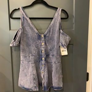 Free People Denim Peplum Top